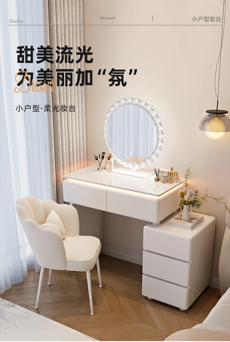 Modern Corner Vanity Desk Tallboy Femme Luxury European Vanity Table Unique Design Tocador De Maquillaje Furniture Bedroom