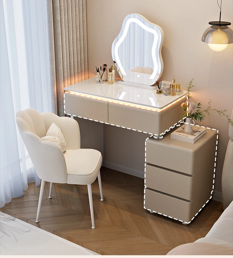 Modern Corner Vanity Desk Tallboy Femme Luxury European Vanity Table Unique Design Tocador De Maquillaje Furniture Bedroom
