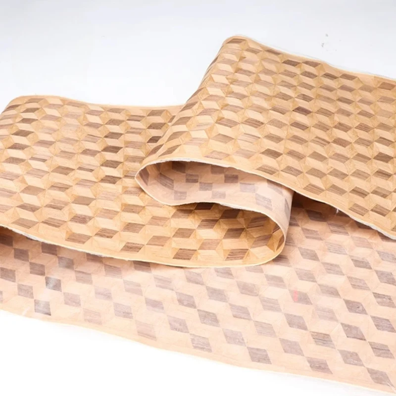 250x40cm T:0.25mm Art Geometric Patern Wood Veneer Sheets Crafts DIY Furniture Wall Cabinets Decoration Styling Spliced Panel