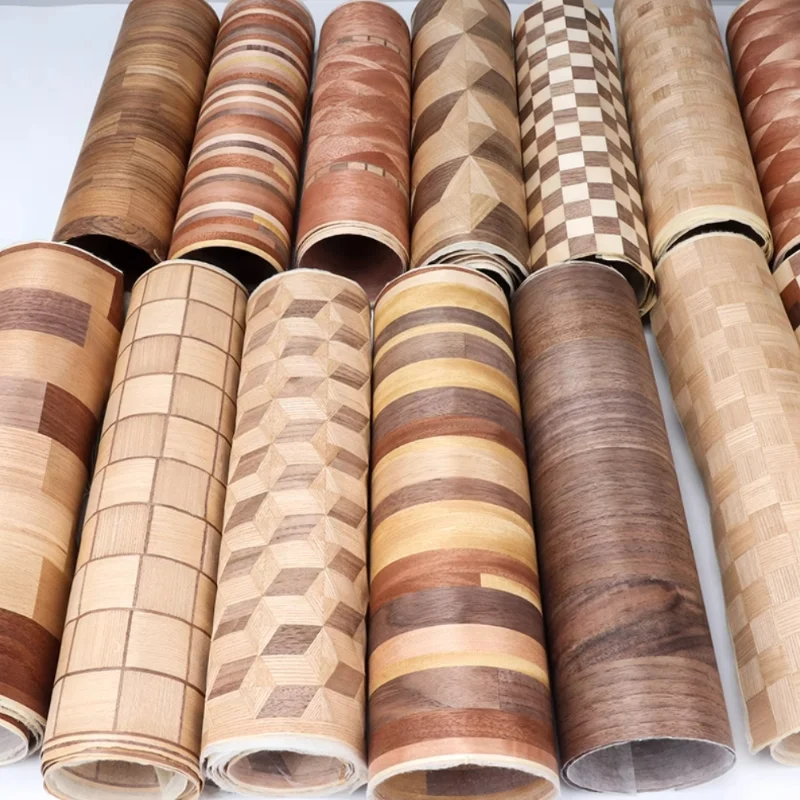 250x40cm T:0.25mm Art Geometric Patern Wood Veneer Sheets Crafts DIY Furniture Wall Cabinets Decoration Styling Spliced Panel