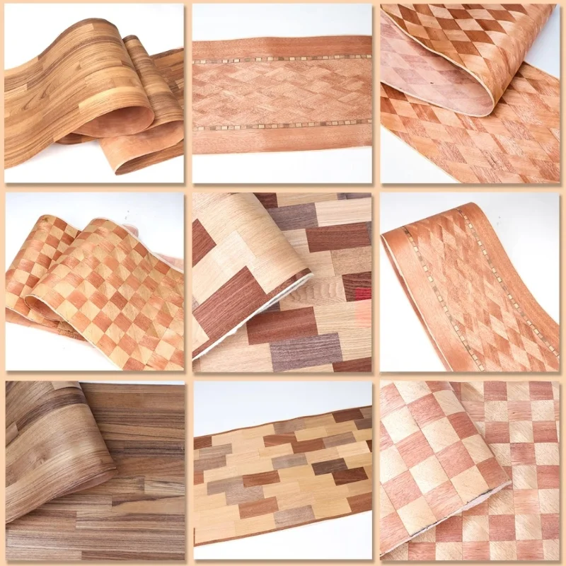 250x40cm T:0.25mm Art Geometric Patern Wood Veneer Sheets Crafts DIY Furniture Wall Cabinets Decoration Styling Spliced Panel