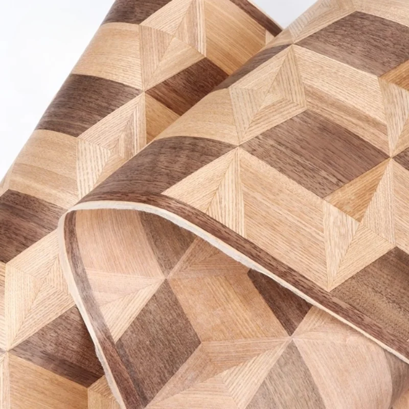 250x40cm T:0.25mm Art Geometric Patern Wood Veneer Sheets Crafts DIY Furniture Wall Cabinets Decoration Styling Spliced Panel