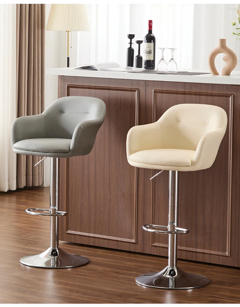 Modern Lift Swivel Bar Stool Luxury Minimalist Counter Chair with Backrest Adjustable Reception Stool for Commercial Furniture