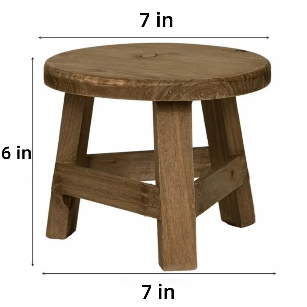 Mini Wooden Stool Flower Display Stand Potted Plant Shelf Bonsai Rack Simple Wood Grain Garden Plant Pot Stand for Home Graden
