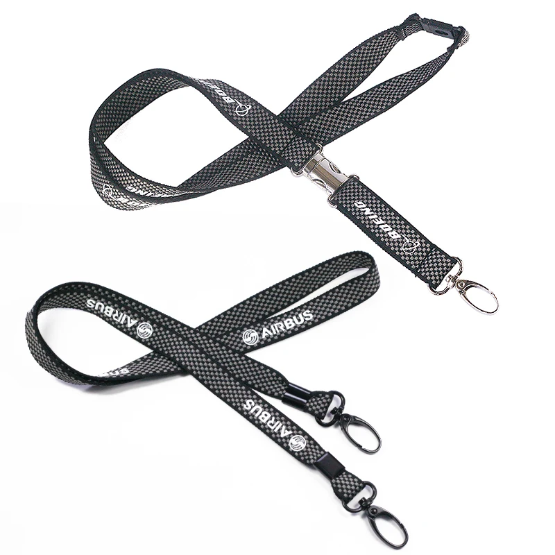 BOEING AIRUBS carbon fiber lanyard, mesh metal wide version, ID double hook lanyard unit chest card