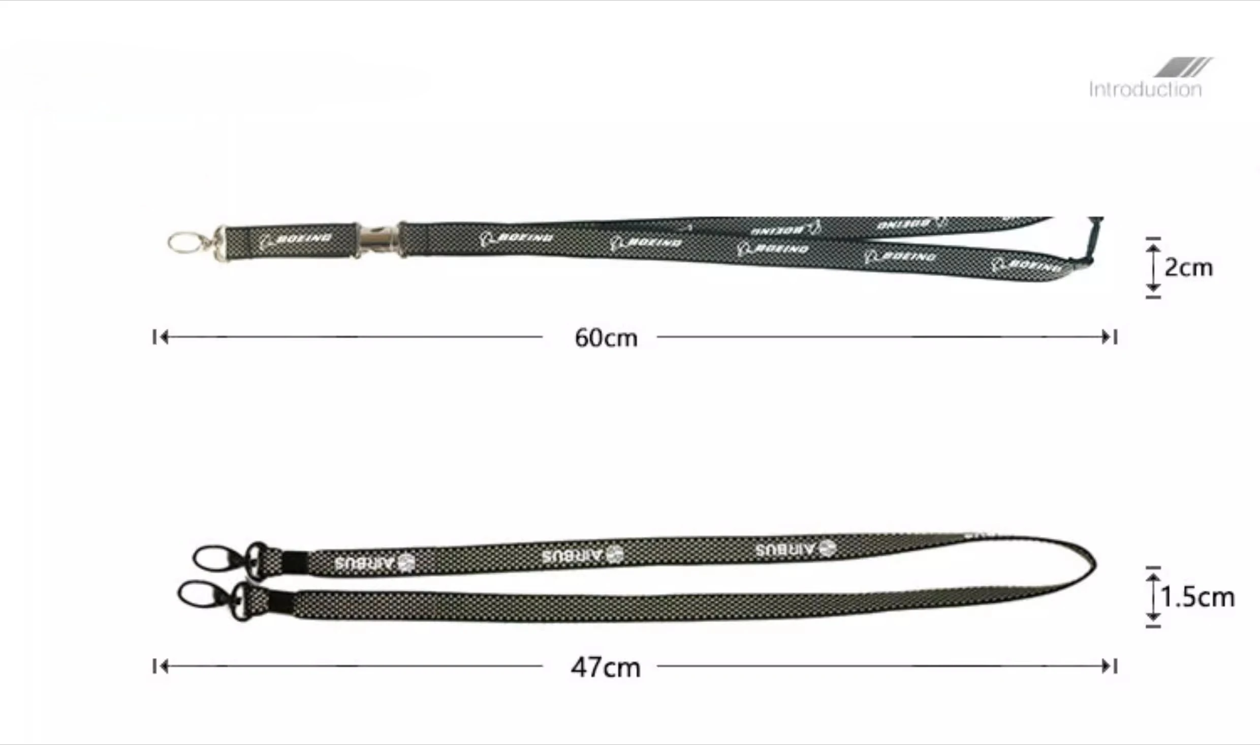 BOEING AIRUBS carbon fiber lanyard, mesh metal wide version, ID double hook lanyard unit chest card