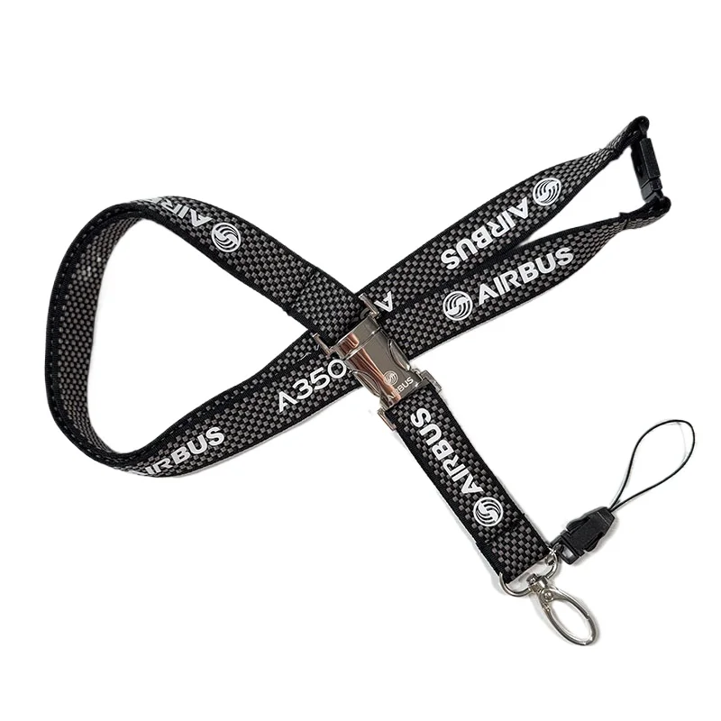 BOEING AIRUBS carbon fiber lanyard, mesh metal wide version, ID double hook lanyard unit chest card