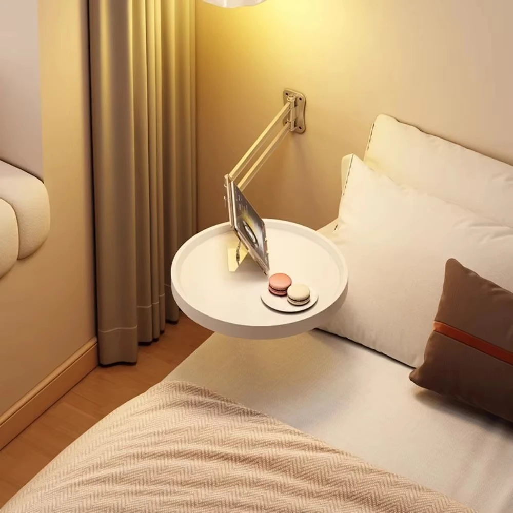 Foldable Coffee Table Small Round Table Home Bedroom Wall Mounted Bedside Storage Shelf Suspended Creative Floating Edge Tables