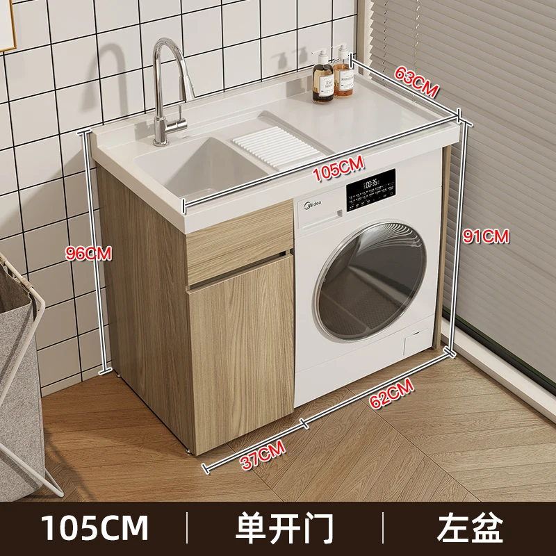 YXY Washing Machine Cabinet Integrated Balcony Laundry Sink Basin with Washboard Companion