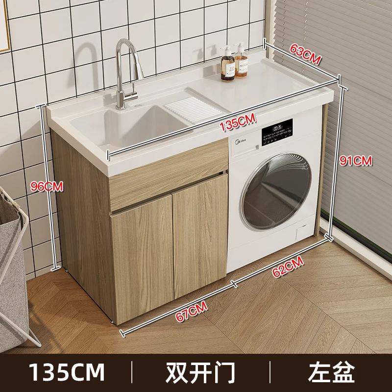 YXY Washing Machine Cabinet Integrated Balcony Laundry Sink Basin with Washboard Companion