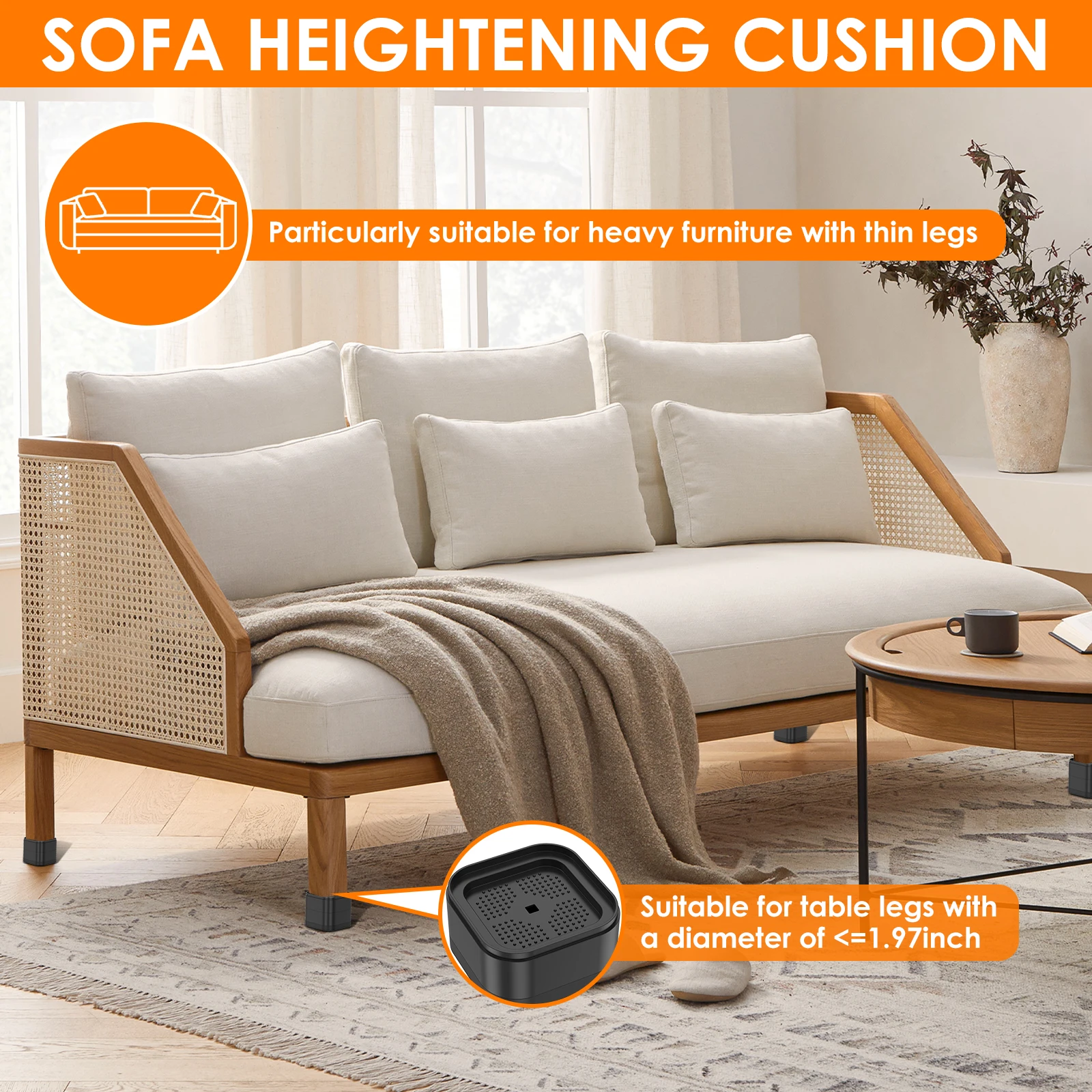 8-24Pcs Furniture Risers Plastic Stackable Bed Raising Blocks with Nonslip Bottom Stable Desk Leg Riser for Sofa Washing Machine
