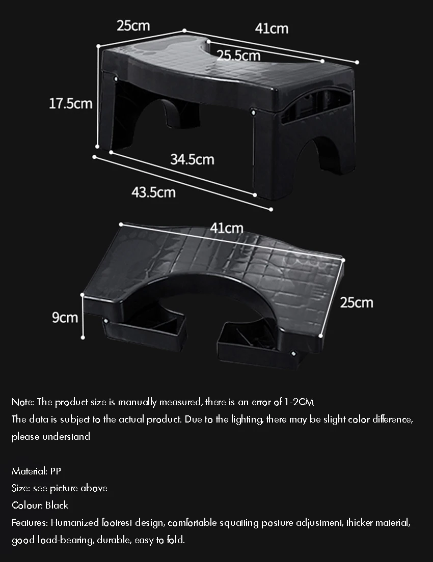 Bathroom Toilet Stool,Collapsible Toilet Squatty Step Stool With Anti-slip Surface for Adult Squat Seat Toilet Foot Stool