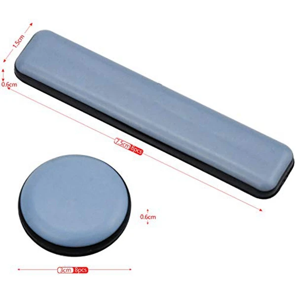 A04I 16 Pcs Furniture Glides PTFE Sliders Self-Adhesive Furniture Glides Set Round Square for Furniture Easy