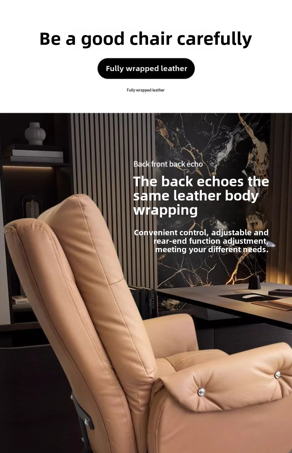 Leather, Light Luxury, Boss Chair, Home, Computer, Comfort, Office, Reclining, Sedentary, Study, Back Chair