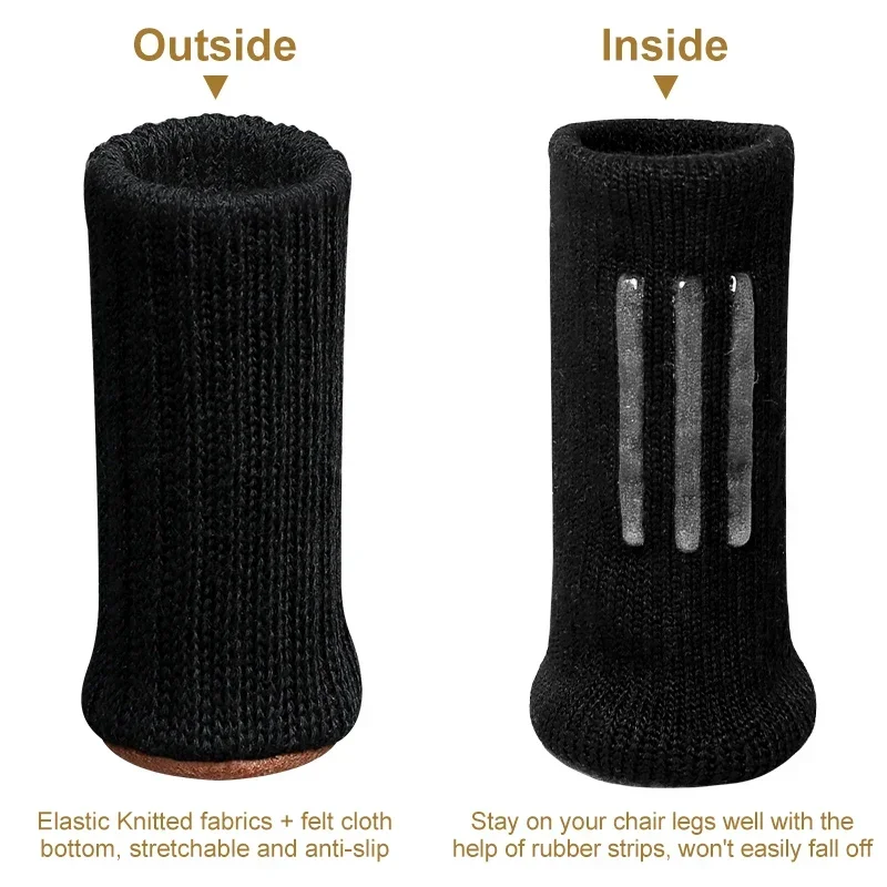 Multi-Color Knitted Silicone Chair Leg Socks with Anti-Slip Design for Floor Protection Prevent Scratches and Reduce Noise
