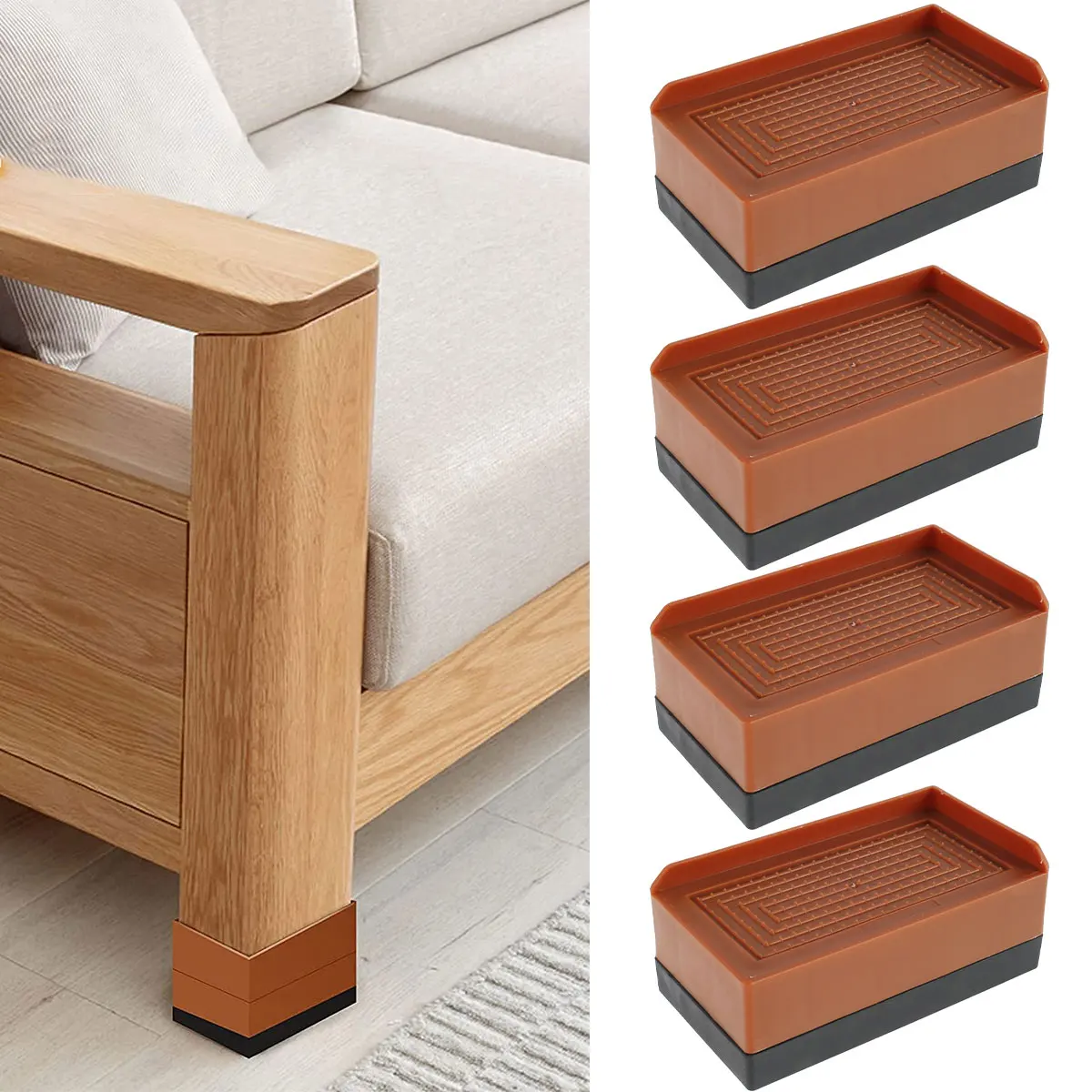 4PCS/Set Adjustable Desk Lifts Leg Extenders Bed Furniture Risers Anti-slip Shock Absorption for Bed Risers Table Couch Chair