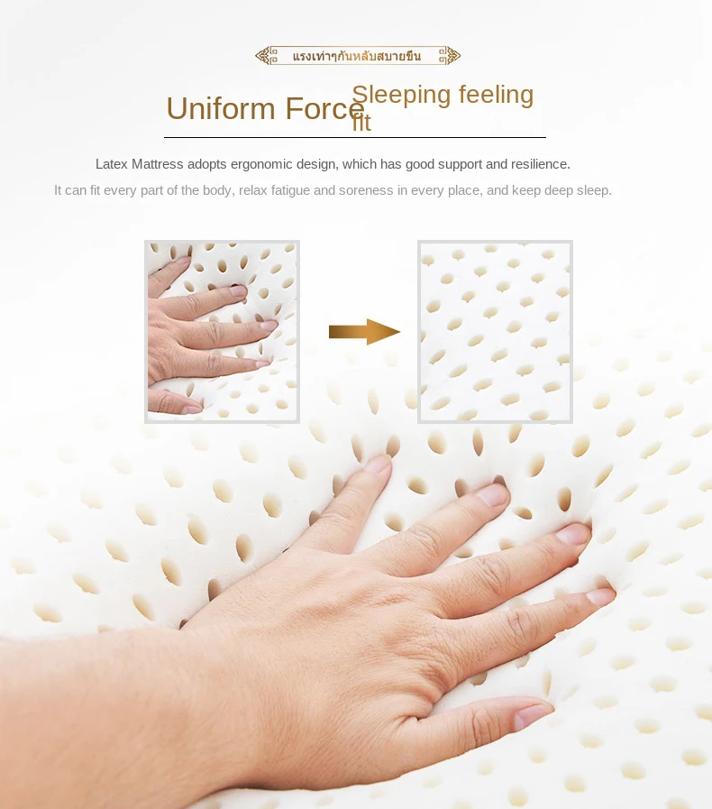 100% Thailand Natural Latex Mattress with Cover Natural Rubber Pure Mattress 1.5m/1.8m Bed Thickened Home Dormitory Cushion Mats