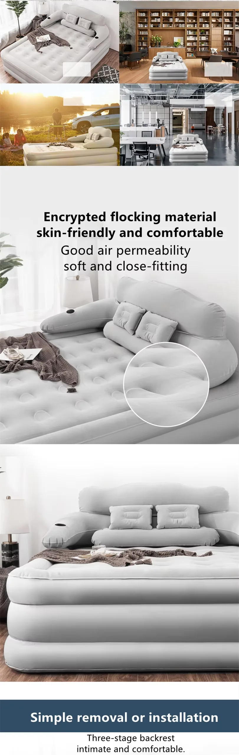 Inflatable mattress outdoor air cushion single person moisture absorption ventilation inflatable comfortable bed