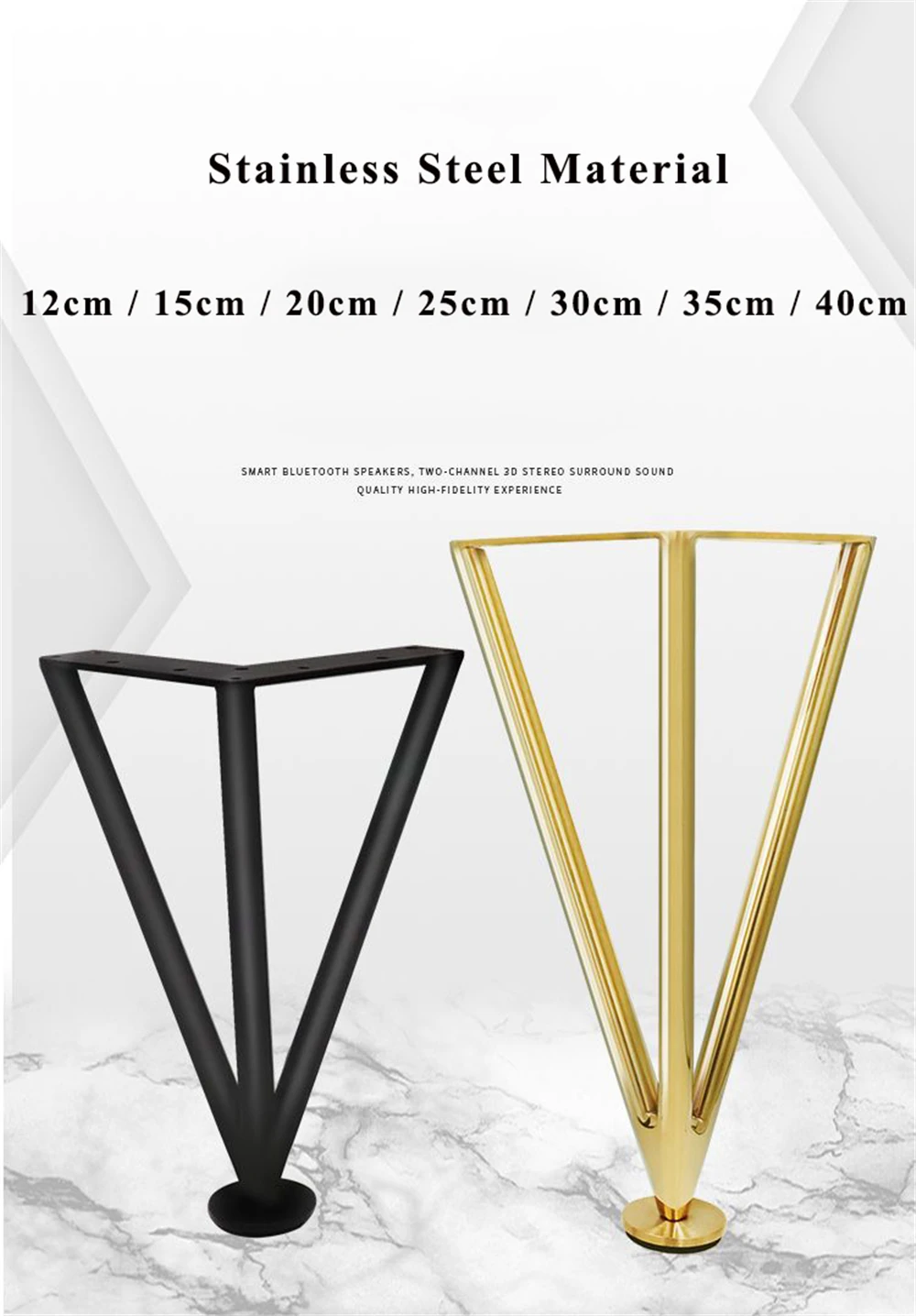 Thickened Stainless Steel Furniture Feet Bathroom Cabinet Foot Coffee Table Legs Sofa Bed Chair Adjustable Hardware Table Legs