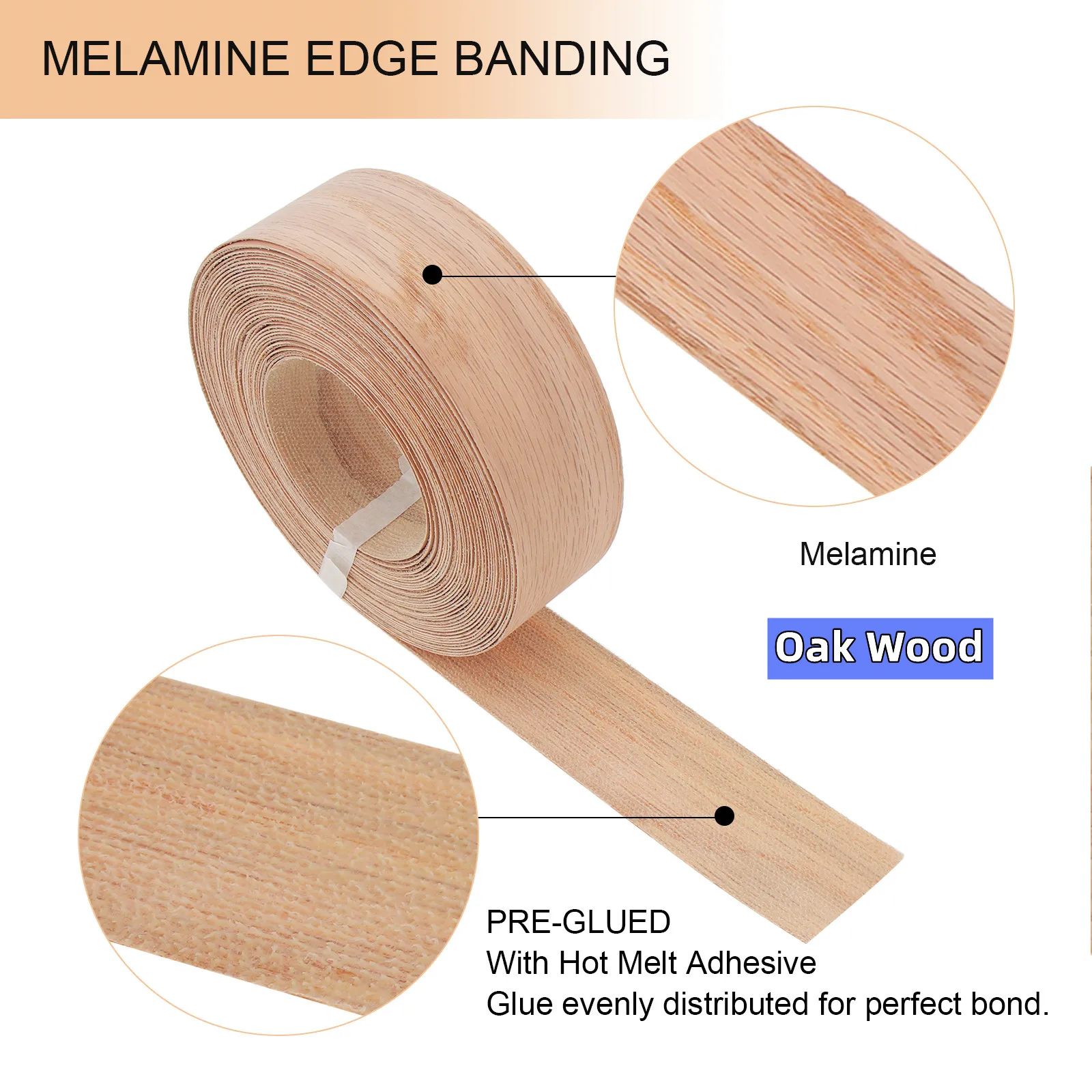 1.9cm/5cm x15M Hot Melt Adhesive Furniture Tape Melamine Edge Banding Strip/ Real Wood Pre Glued Veneer Sheet Cabinet Edge Decor