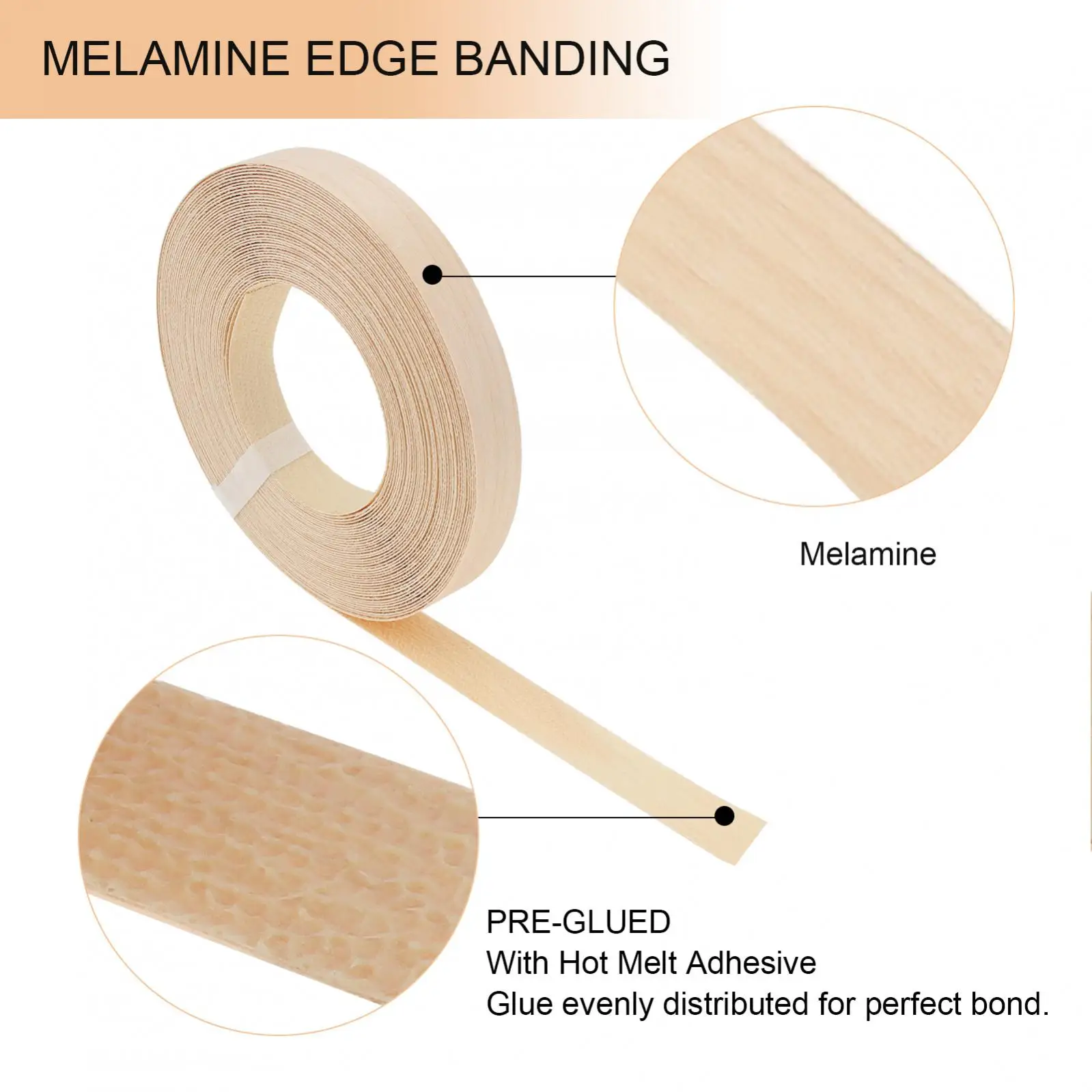 1.9cm/5cm x15M Hot Melt Adhesive Furniture Tape Melamine Edge Banding Strip/ Real Wood Pre Glued Veneer Sheet Cabinet Edge Decor