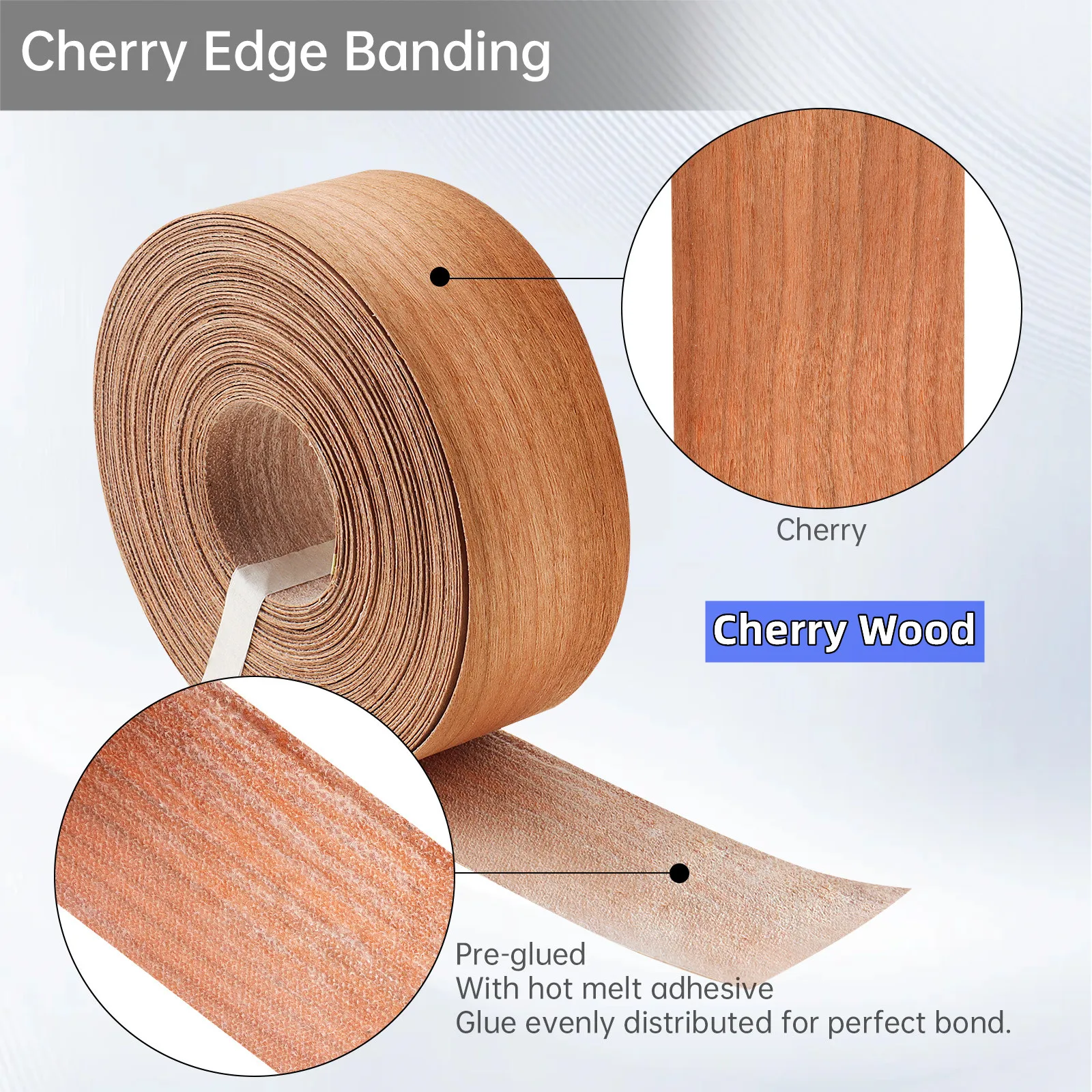 1.9cm/5cm x15M Hot Melt Adhesive Furniture Tape Melamine Edge Banding Strip/ Real Wood Pre Glued Veneer Sheet Cabinet Edge Decor