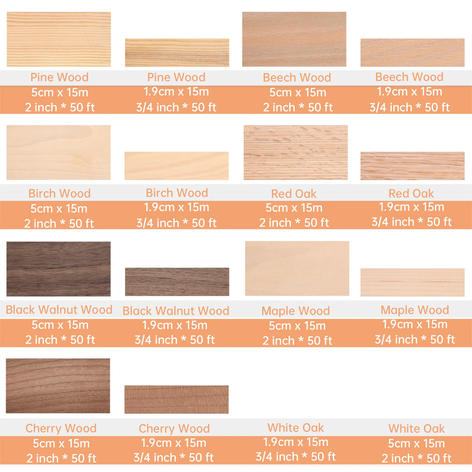 1.9cm/5cm x15M Hot Melt Adhesive Furniture Tape Melamine Edge Banding Strip/ Real Wood Pre Glued Veneer Sheet Cabinet Edge Decor