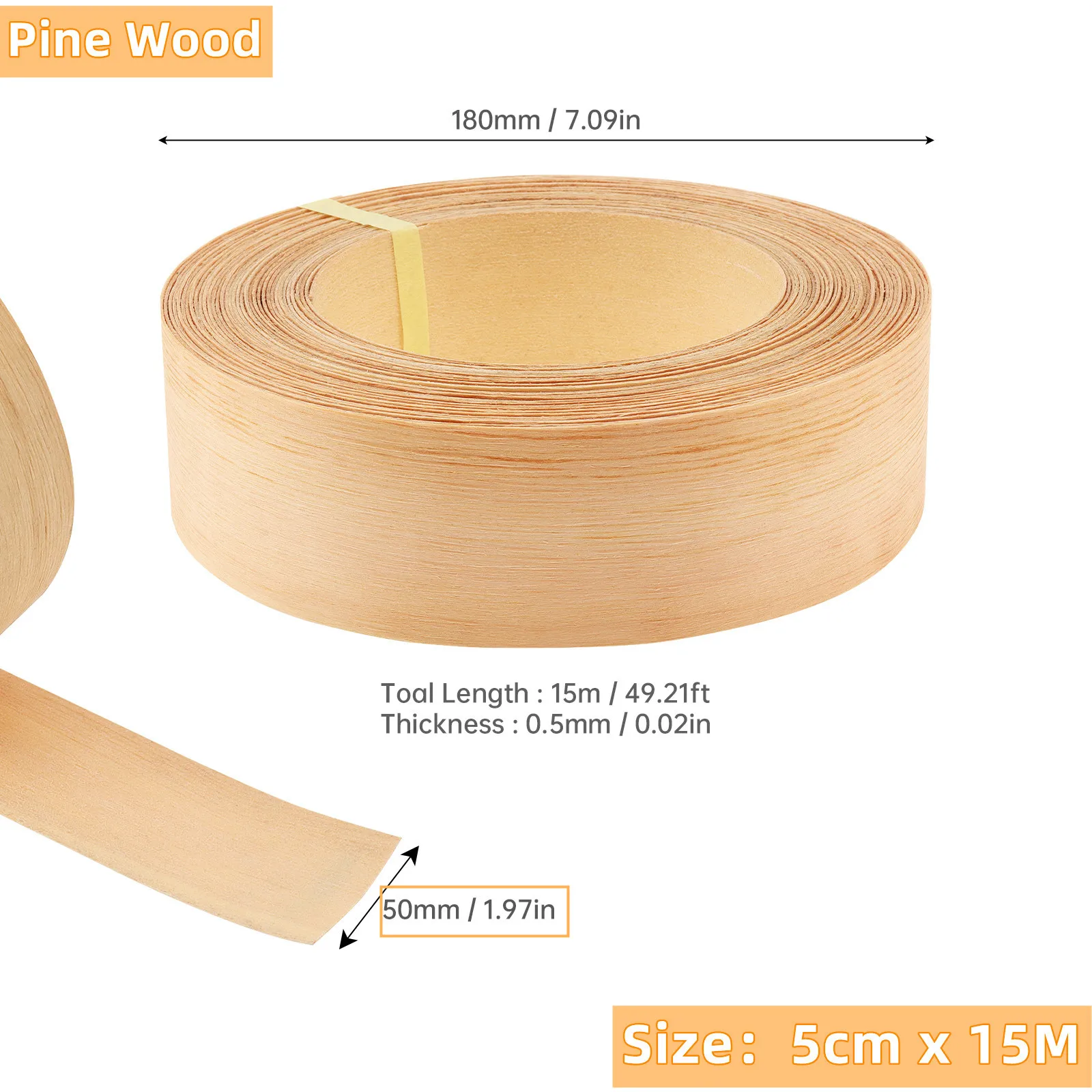 1.9cm/5cm x15M Hot Melt Adhesive Furniture Tape Melamine Edge Banding Strip/ Real Wood Pre Glued Veneer Sheet Cabinet Edge Decor
