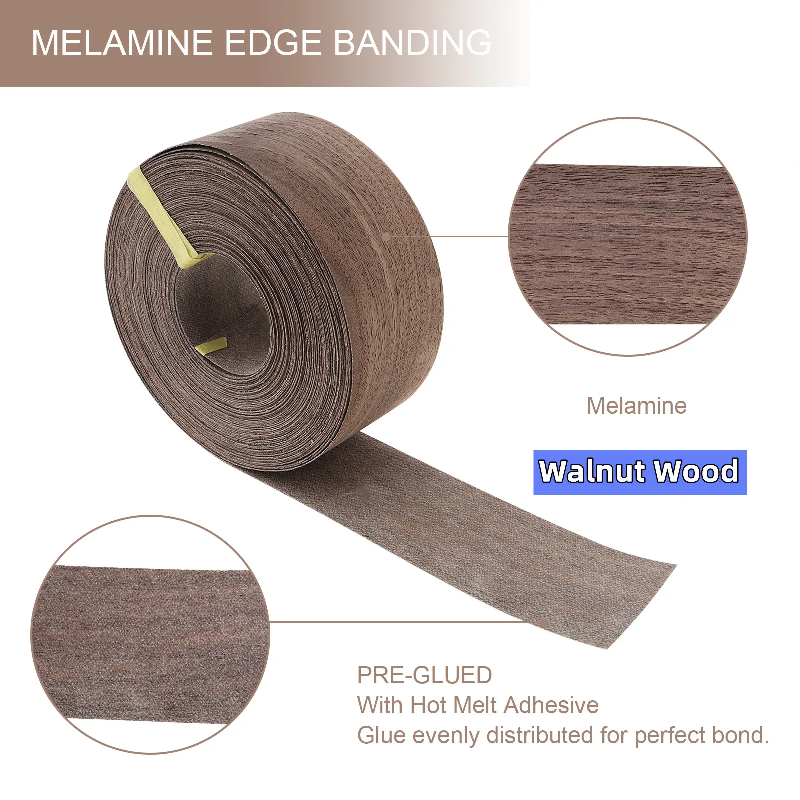 1.9cm/5cm x15M Hot Melt Adhesive Furniture Tape Melamine Edge Banding Strip/ Real Wood Pre Glued Veneer Sheet Cabinet Edge Decor