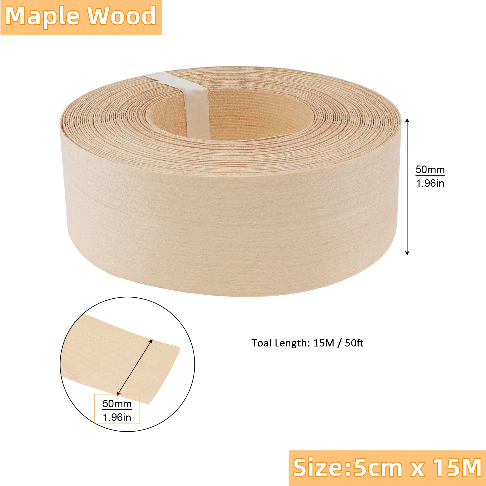 1.9cm/5cm x15M Hot Melt Adhesive Furniture Tape Melamine Edge Banding Strip/ Real Wood Pre Glued Veneer Sheet Cabinet Edge Decor