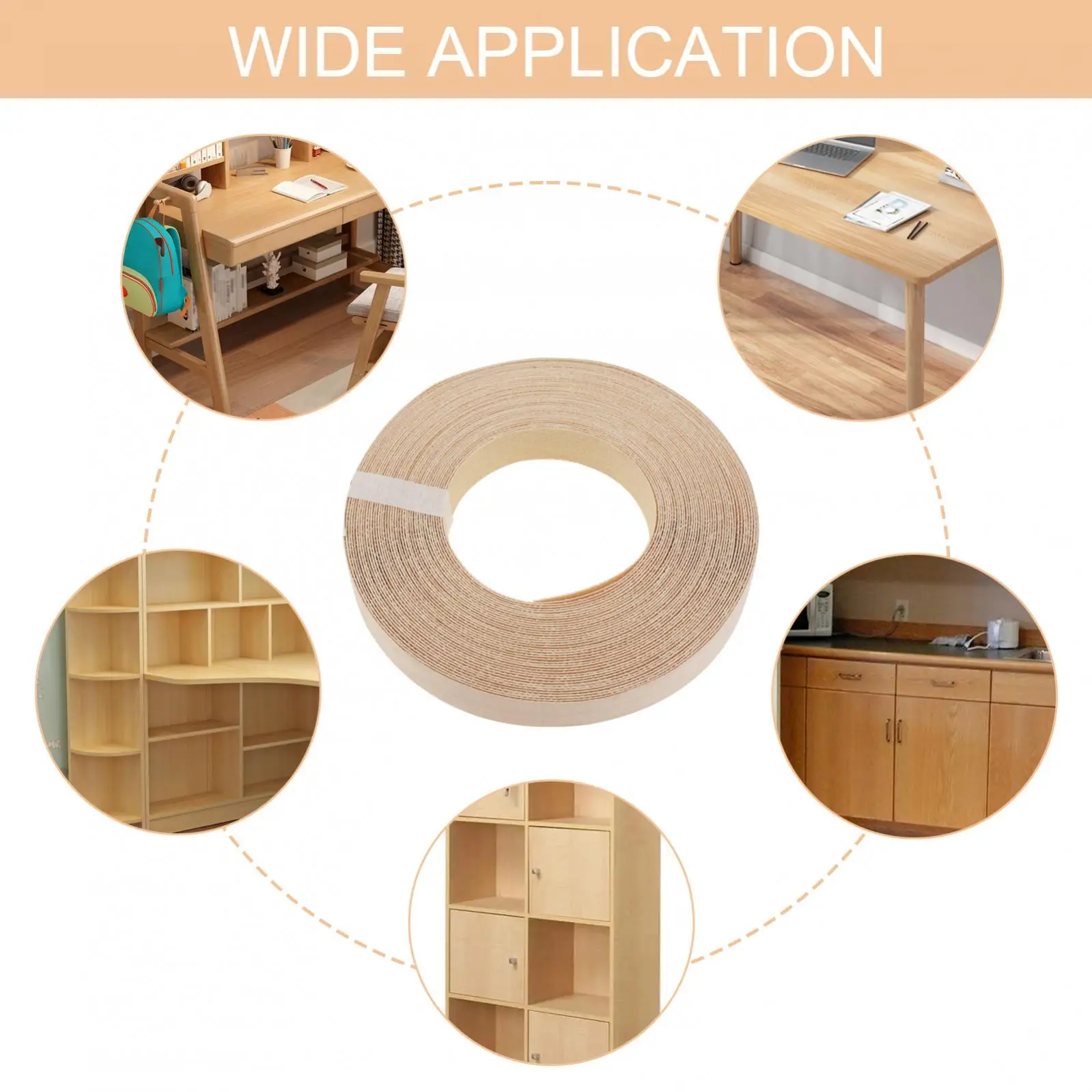 1.9cm/5cm x15M Hot Melt Adhesive Furniture Tape Melamine Edge Banding Strip/ Real Wood Pre Glued Veneer Sheet Cabinet Edge Decor