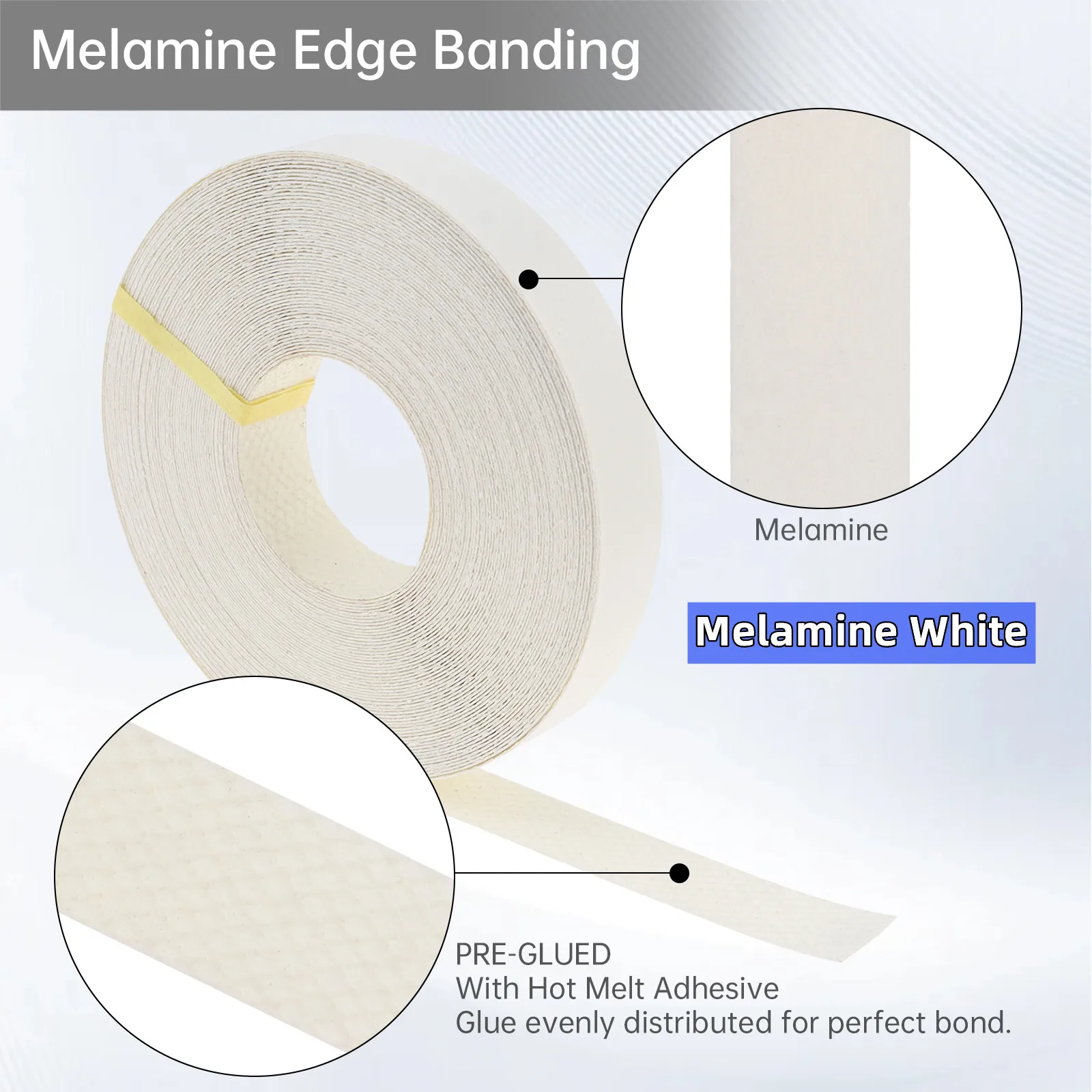 1.9cm/5cm x15M Hot Melt Adhesive Furniture Tape Melamine Edge Banding Strip/ Real Wood Pre Glued Veneer Sheet Cabinet Edge Decor
