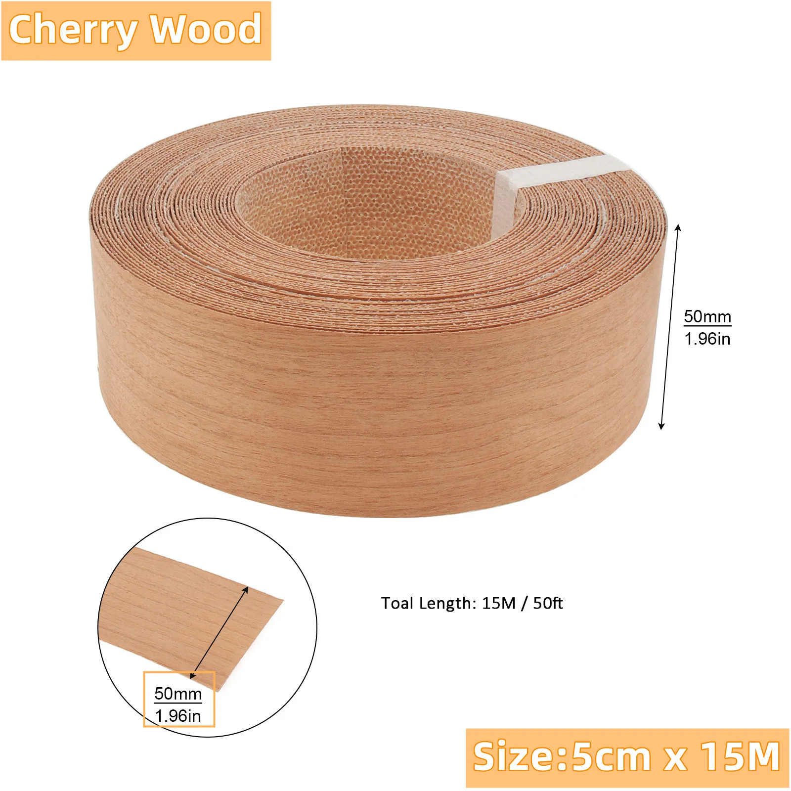 1.9cm/5cm x15M Hot Melt Adhesive Furniture Tape Melamine Edge Banding Strip/ Real Wood Pre Glued Veneer Sheet Cabinet Edge Decor