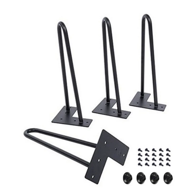 U Shaped Chair Legs DIY Sofa Leg, Black Color Solid Iron Metal Furniture Foot Cabinet Feet 8/10/14/18/22/28 Inch, 10/20/30/40 Cm