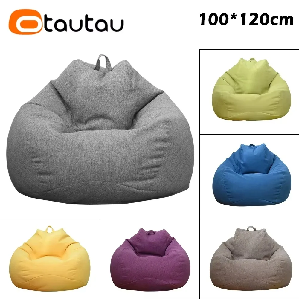 OTAUTAU Cotton Linen Bean Bag Cover Without Filler DD002