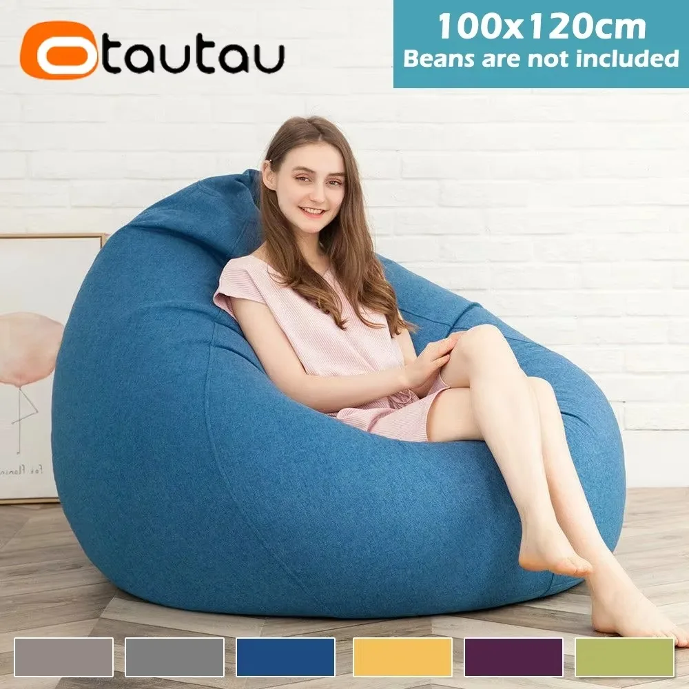 OTAUTAU Cotton Linen Bean Bag Cover Without Filler DD002
