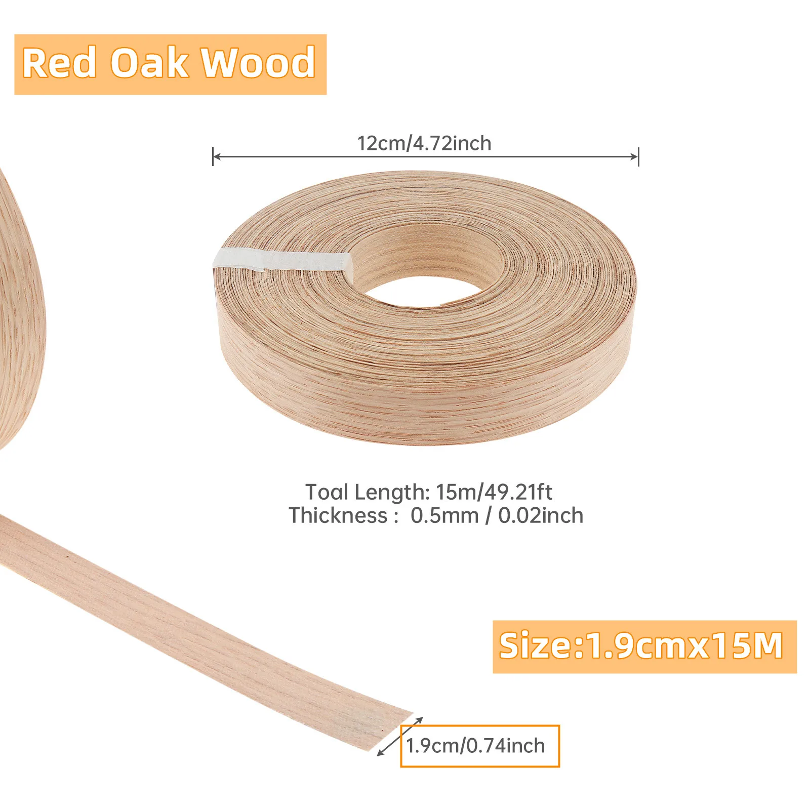 15 Meter Wood Edge Strip Banding Hot Melt Self-Adhesive Furniture Tape Edging Veneer Sheet Cabinet Edge Decoration 1.9CM Width