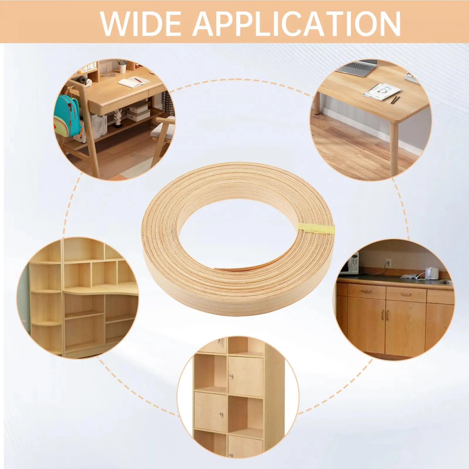 15 Meter Wood Edge Strip Banding Hot Melt Self-Adhesive Furniture Tape Edging Veneer Sheet Cabinet Edge Decoration 1.9CM Width