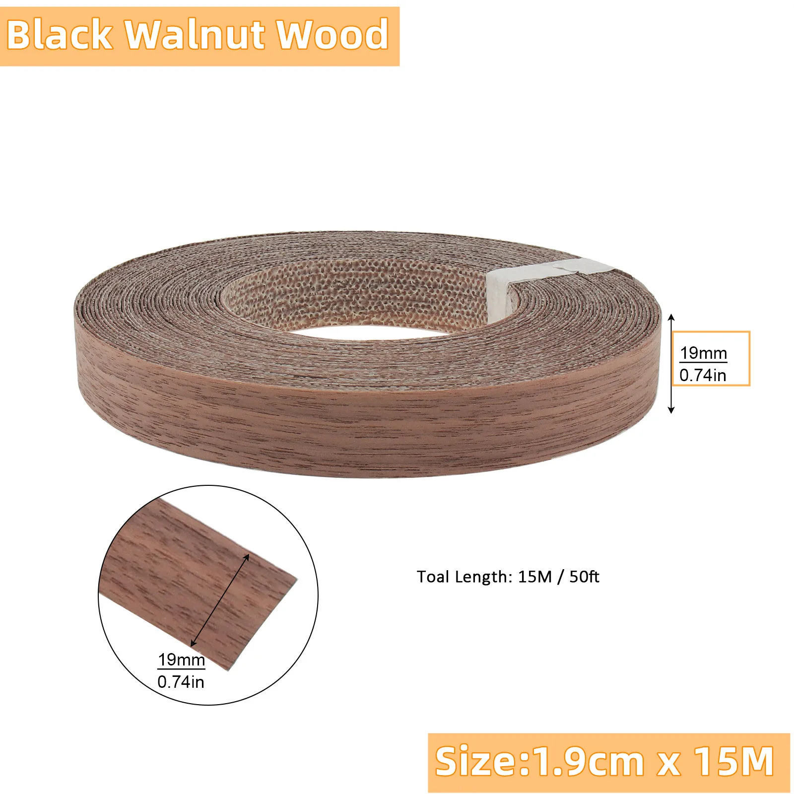 15 Meter Wood Edge Strip Banding Hot Melt Self-Adhesive Furniture Tape Edging Veneer Sheet Cabinet Edge Decoration 1.9CM Width