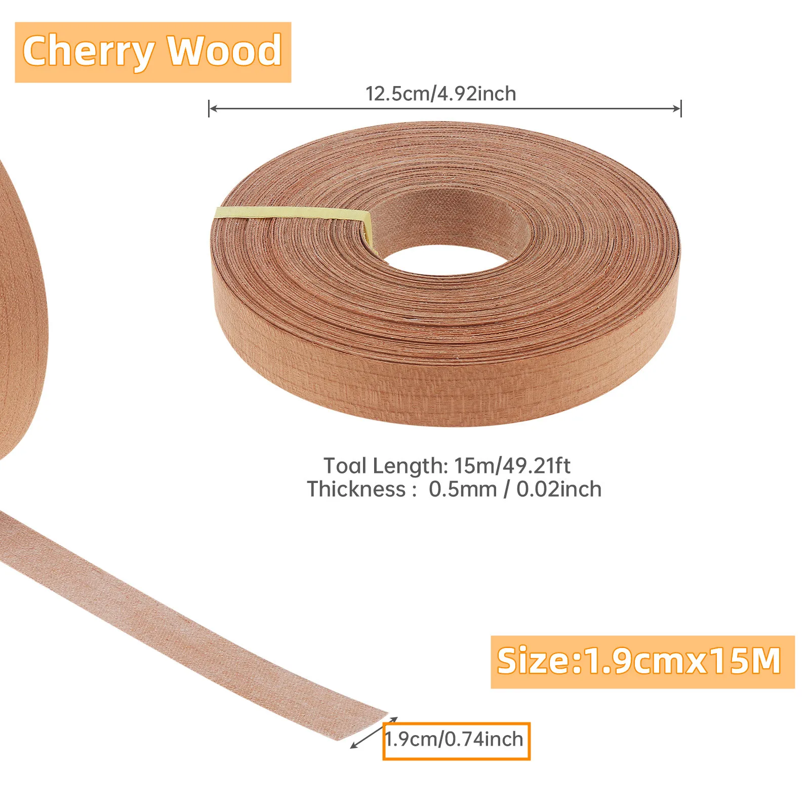 15 Meter Wood Edge Strip Banding Hot Melt Self-Adhesive Furniture Tape Edging Veneer Sheet Cabinet Edge Decoration 1.9CM Width