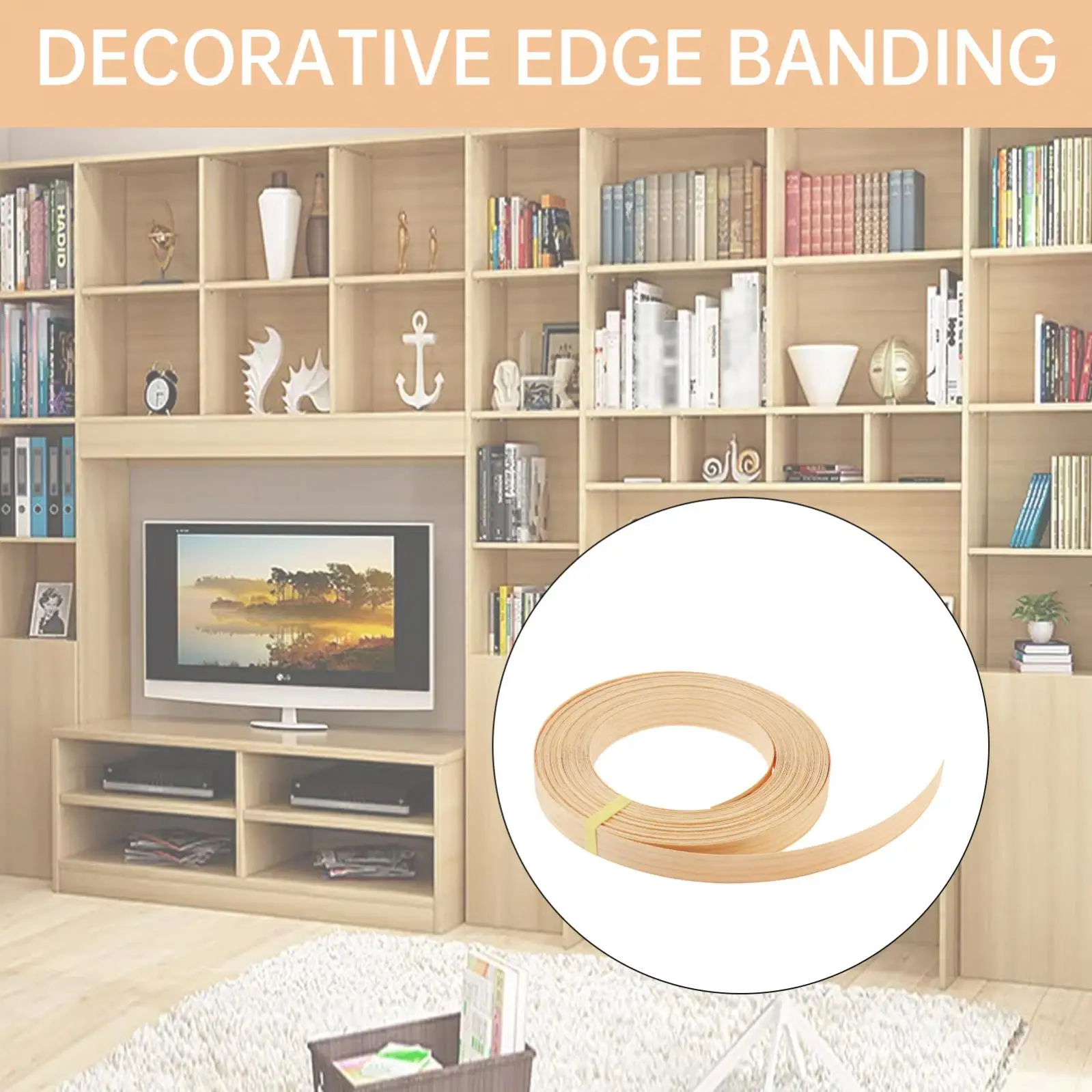 15 Meter Wood Edge Strip Banding Hot Melt Self-Adhesive Furniture Tape Edging Veneer Sheet Cabinet Edge Decoration 1.9CM Width