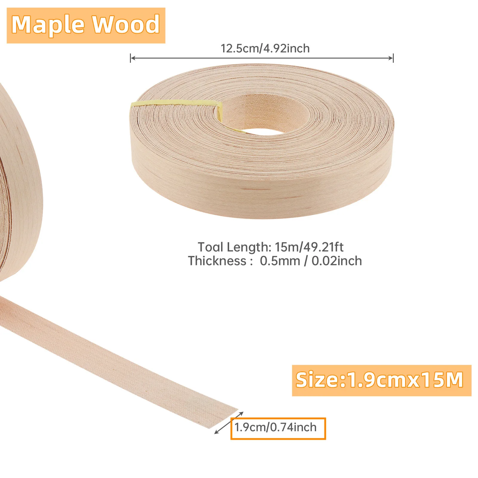 15 Meter Wood Edge Strip Banding Hot Melt Self-Adhesive Furniture Tape Edging Veneer Sheet Cabinet Edge Decoration 1.9CM Width
