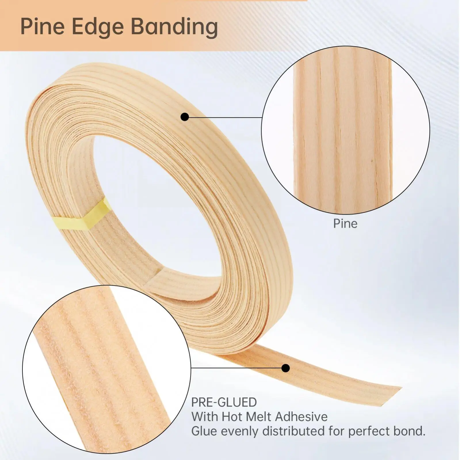 15 Meter Wood Edge Strip Banding Hot Melt Self-Adhesive Furniture Tape Edging Veneer Sheet Cabinet Edge Decoration 1.9CM Width