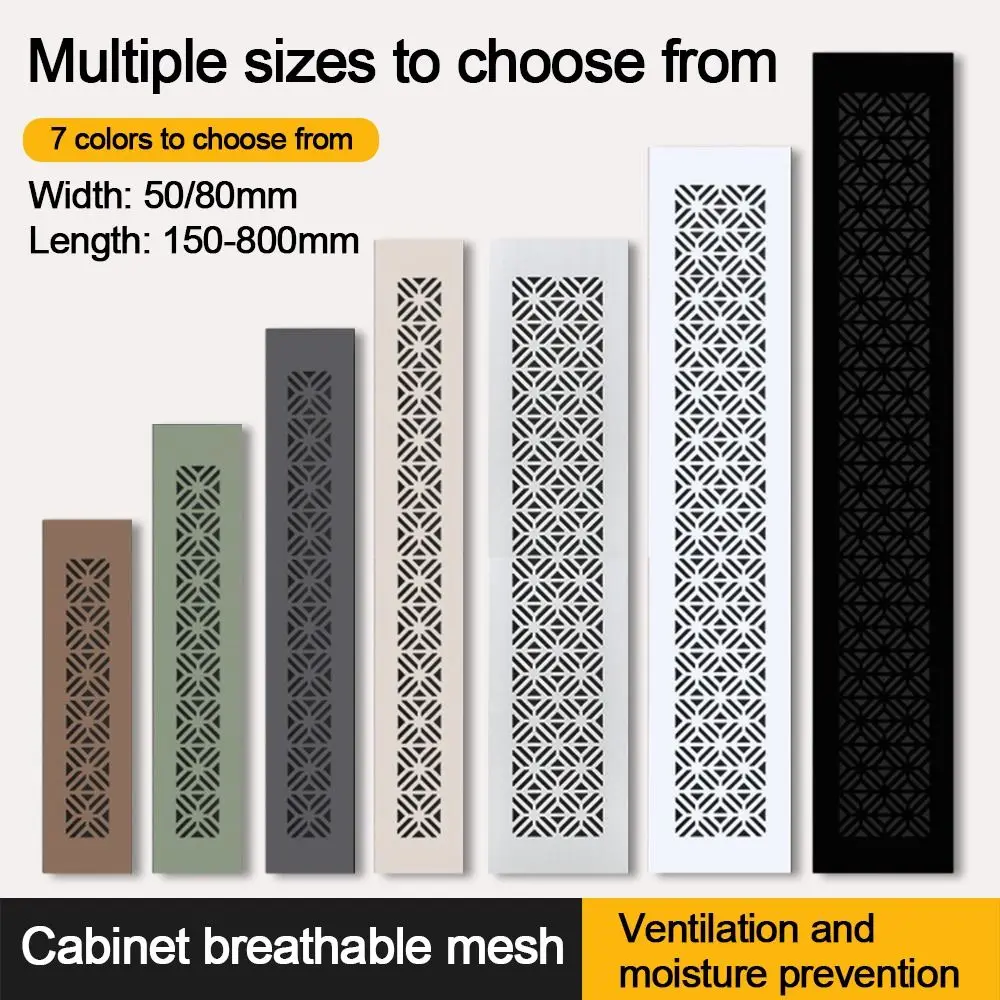 50/80cm Wide Rectangle Aluminum Alloy Air Vent Ventilator Grille Cover Doors Cabinet Wardrobe Breathable Mesh Air Vent