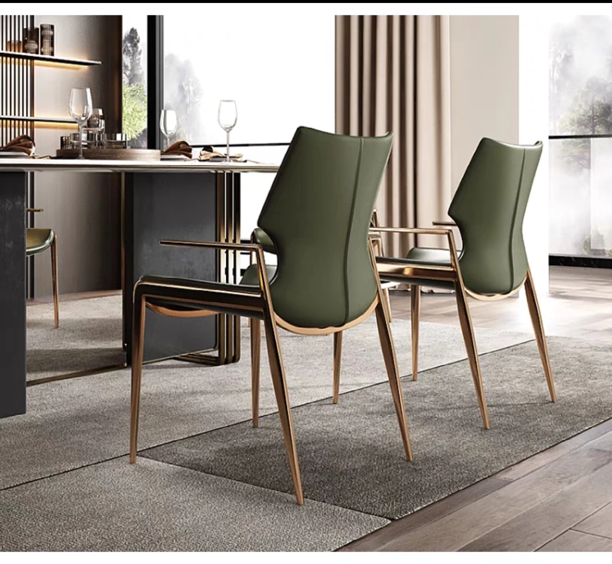 Italian Modern Dining Chair Luxury High Back Armchair for Open Kitchens & Model Homes Designer-Approved Restaurant Chair