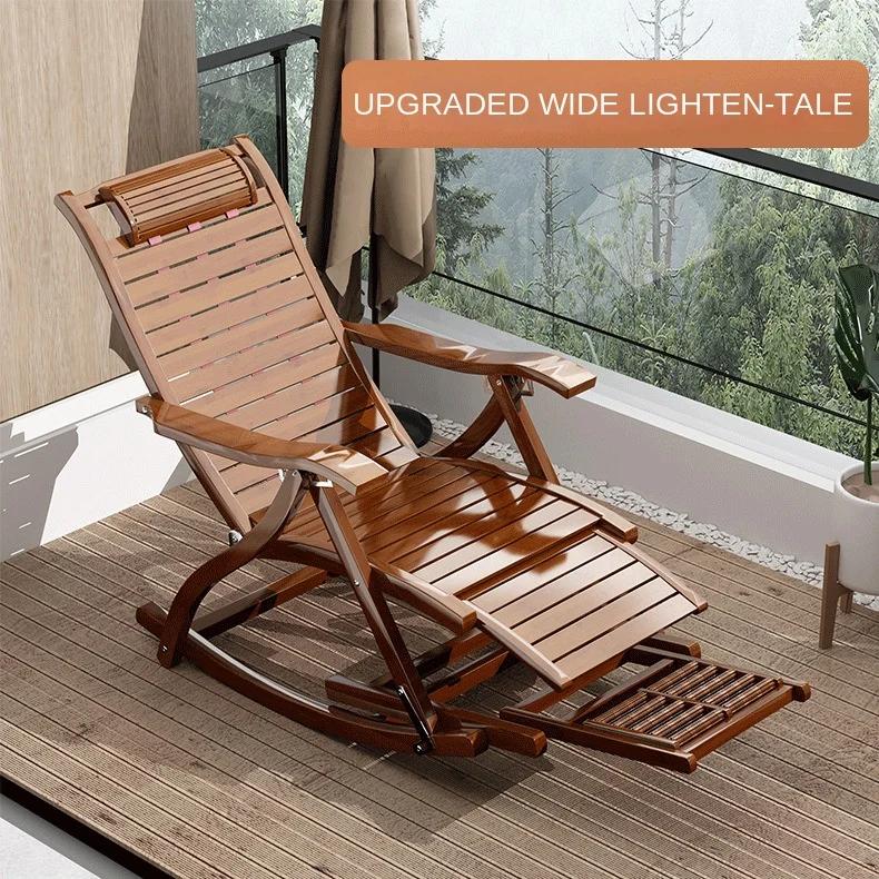 Folding Rocking Chair Lazy Lunch Break Balcony Lazy Leisure Nap Bamboo Easy Chair for Home Use Sillon Plegable Katlanabilir