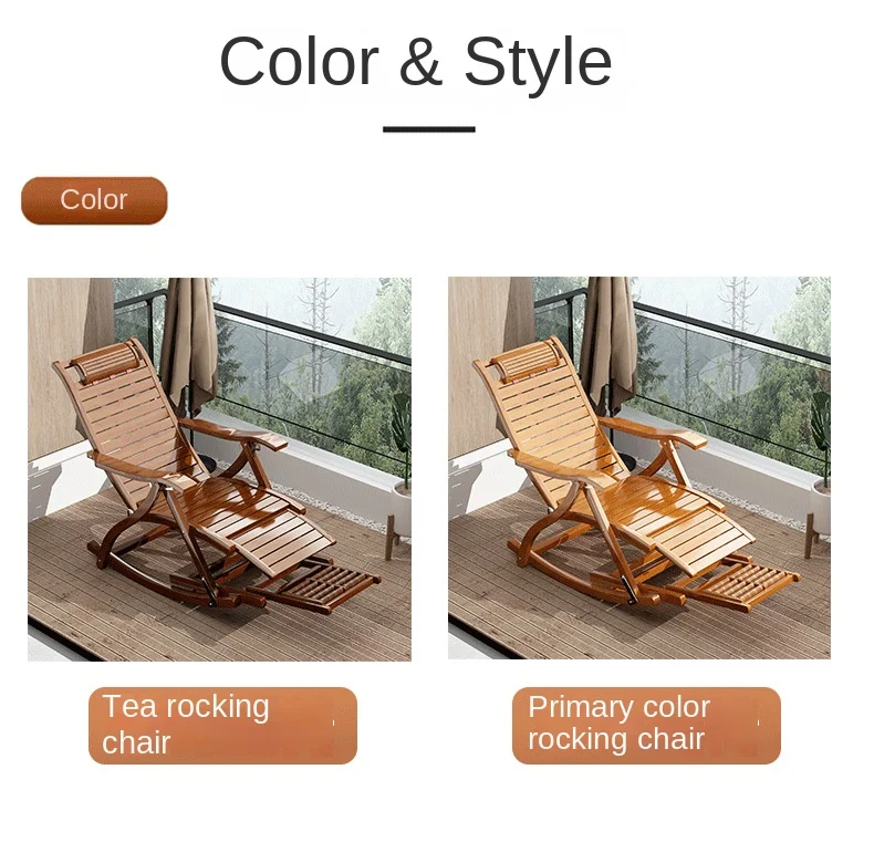 Folding Rocking Chair Lazy Lunch Break Balcony Lazy Leisure Nap Bamboo Easy Chair for Home Use Sillon Plegable Katlanabilir
