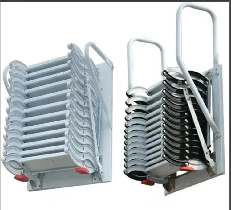 Outdoor Wall-mounted Telescopic Step Ladder carbon steel Lift Ladders for Home Indoor Space-saving Attic Telescopic Staircase