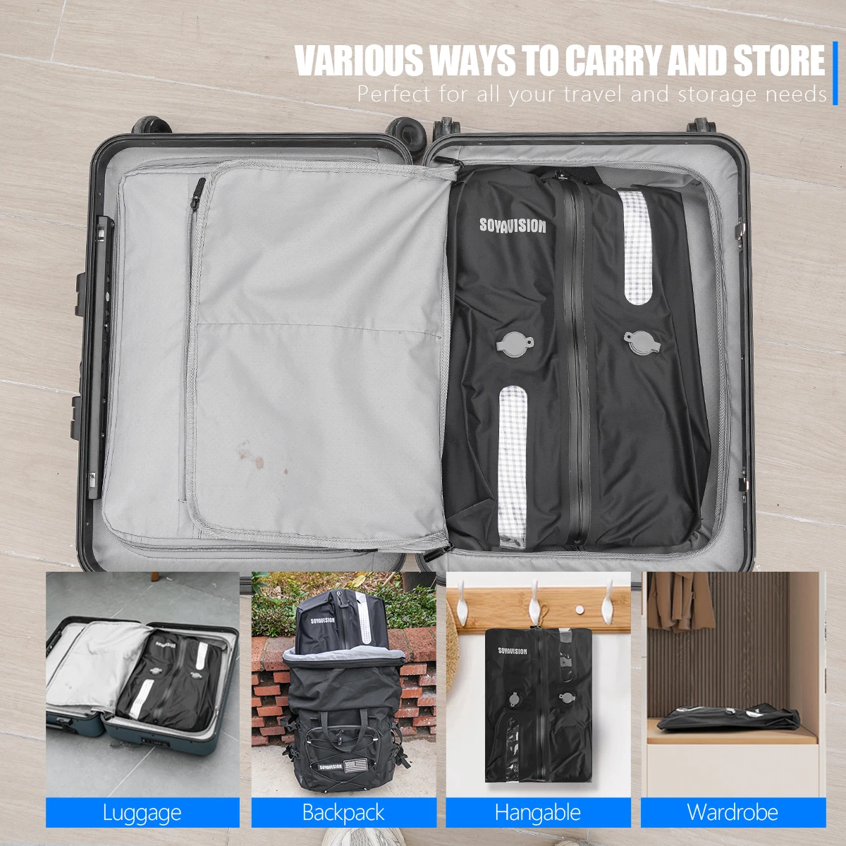 Travel Vacuum Bag Reusable Storage Bag Folding Outdoor Travel Compression Bag For Suitcases Backpack Luggage