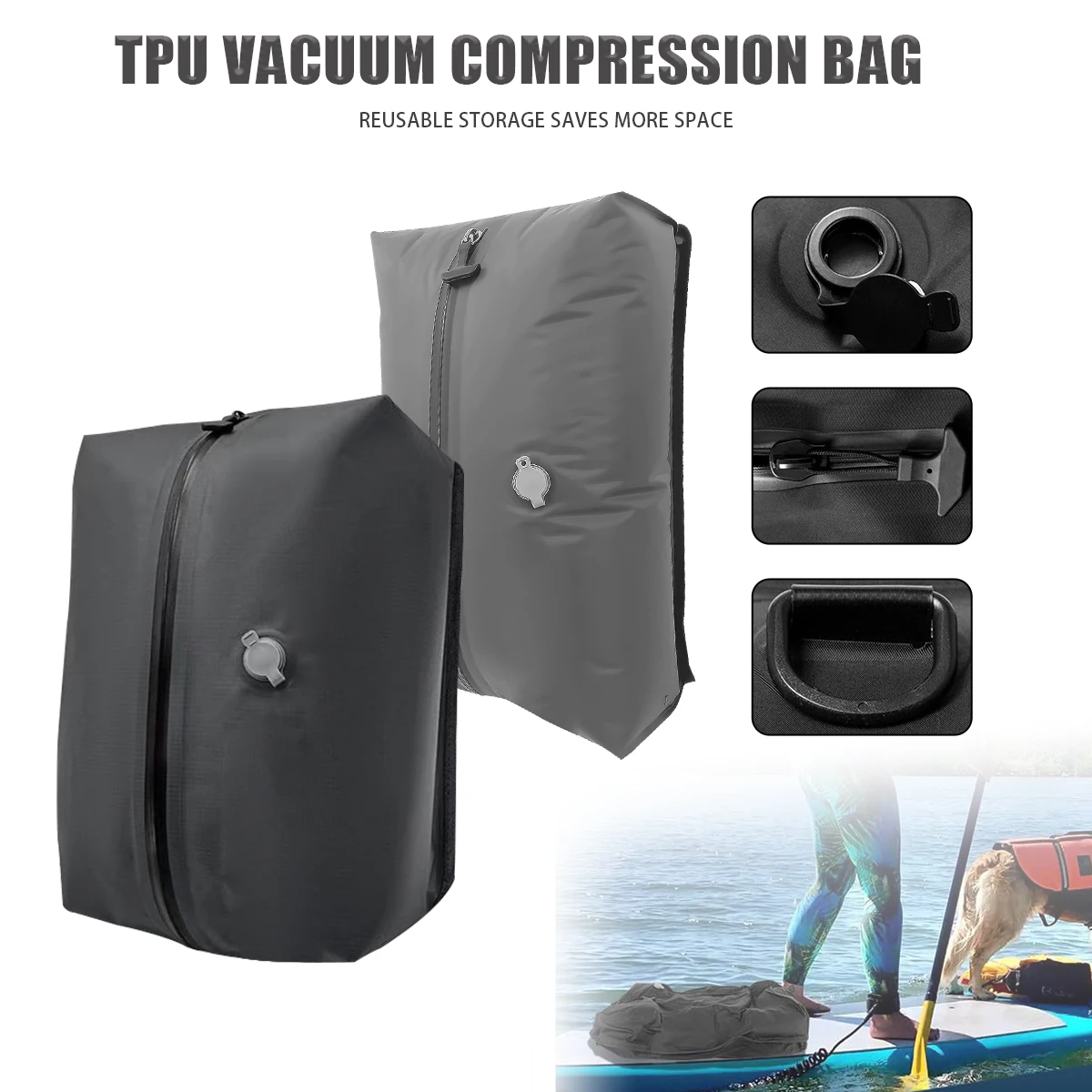 Travel Vacuum Bag Reusable Storage Bag Folding Outdoor Travel Compression Bag For Suitcases Backpack Luggage